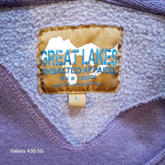 Great Lakes Unsalted Apparel Hoodie Purple Cotton/Polyester Blend Size L Cozycor - Picture 4 of 6